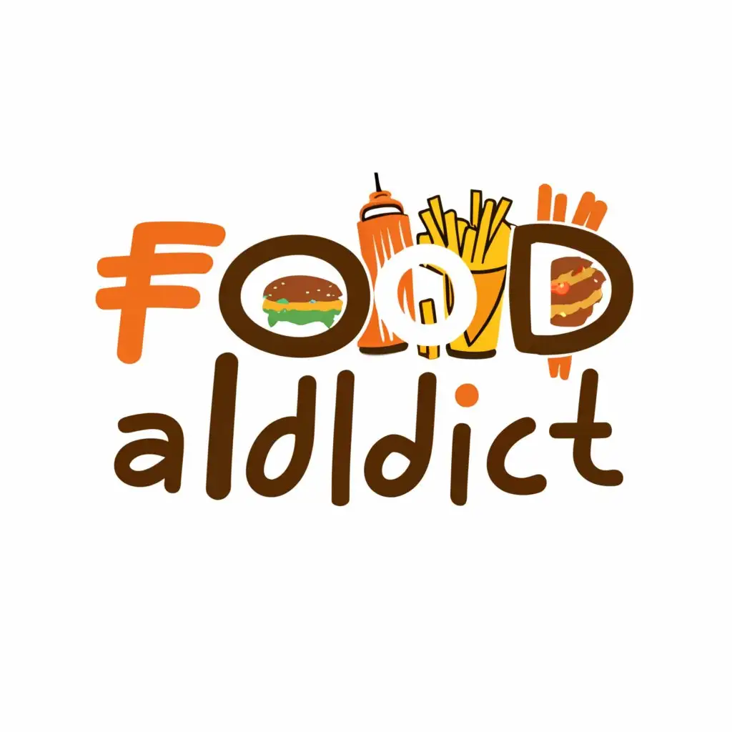 a logo design,with the text "Food addict", main symbol:Food and drinks,Moderate,be used in Restaurant industry,clear background