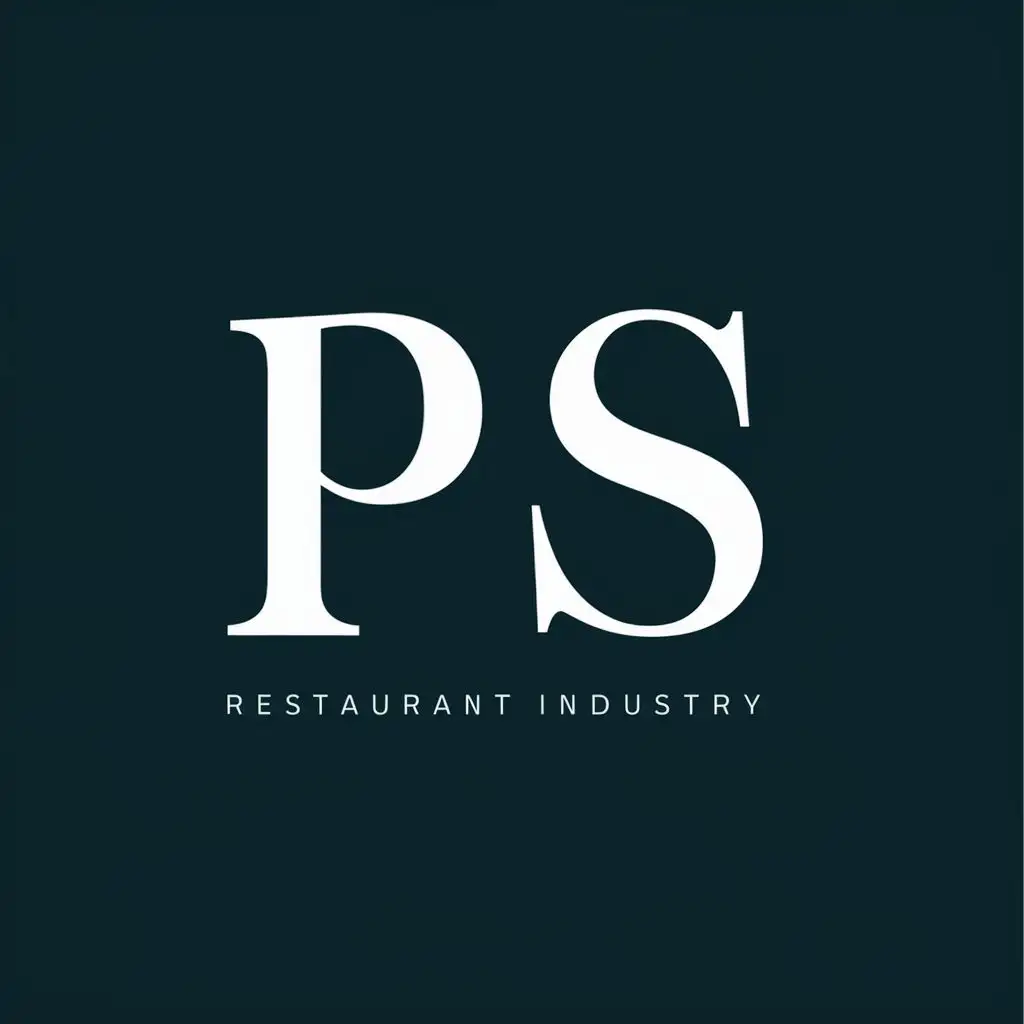 logo, it should have width 177 and height 80, with the text "PS", typography, be used in Restaurant industry