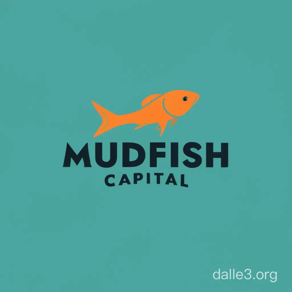 Generate a logo for a company called Mudfish Capital that uses the colours of teal-blue and orange. It must include the words 'Mudfish Capital'