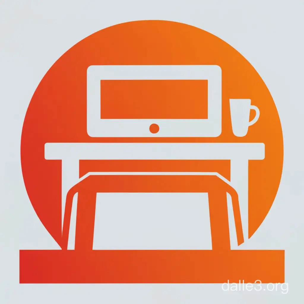 The logo for IT company's project office is in orange. Laptop and phone