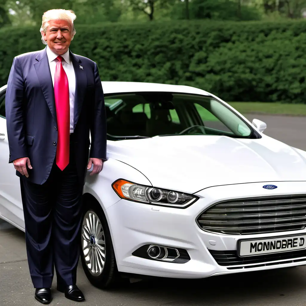 Donald Trump Posing with Ford Mondeo in Elegant Display