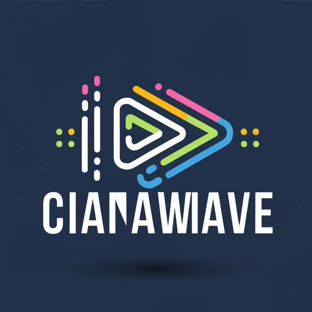logo, video icon, with the text "Cinawave", typography, be used in Entertainment industry