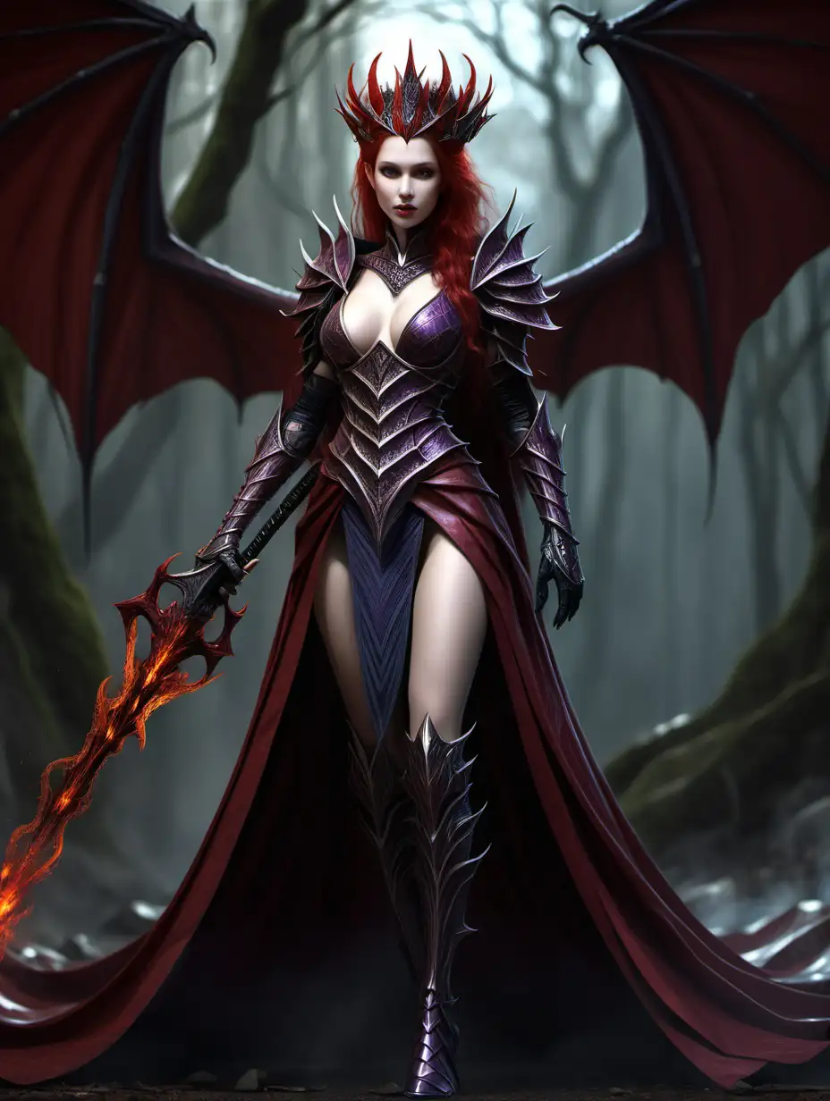 Majestic Human Draconic Queen in Enchanting Realm