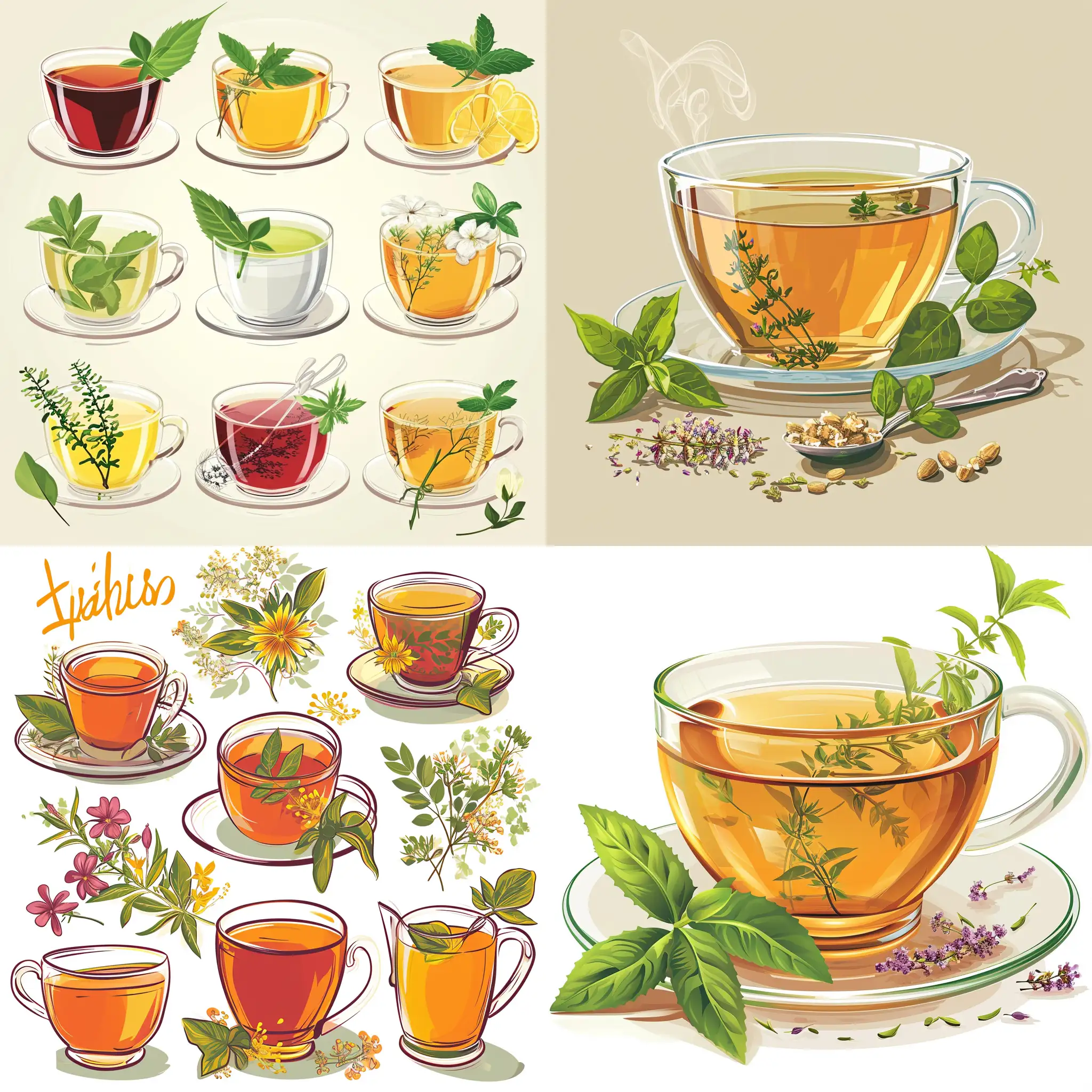 tea herbal, in vector style