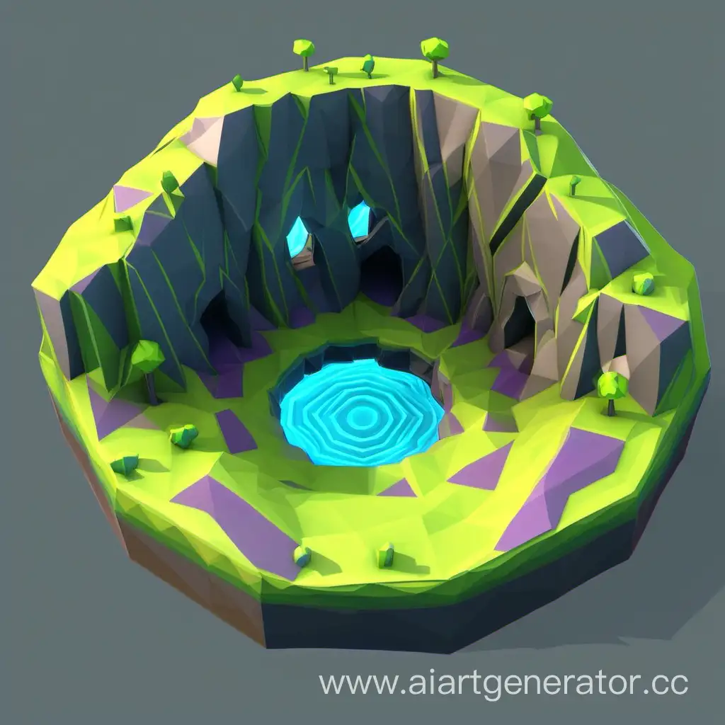 Abstract-Low-Poly-Ground-Portal-Futuristic-Geometric-Landscape