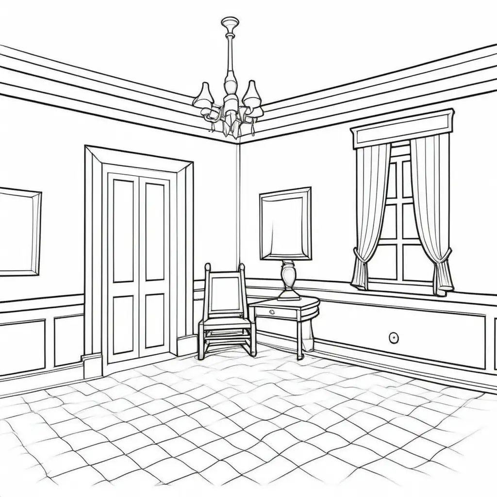 Empty Room Coloring Page Minimalist Interior Design Sketch
