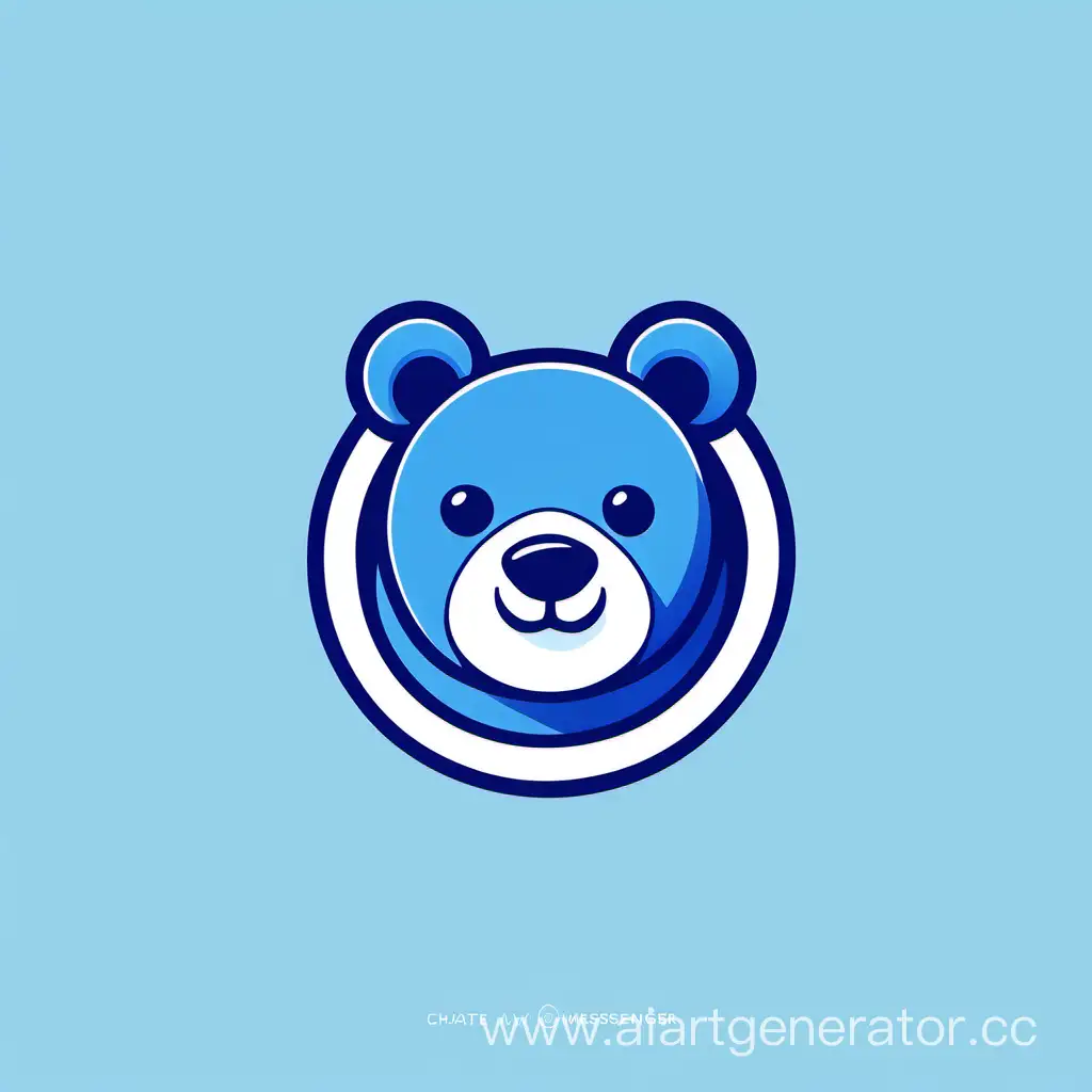Create a messenger logo, use blue tones. Use the bear as a mascot. The name of the Barchat chat. Minimalistic. White background.