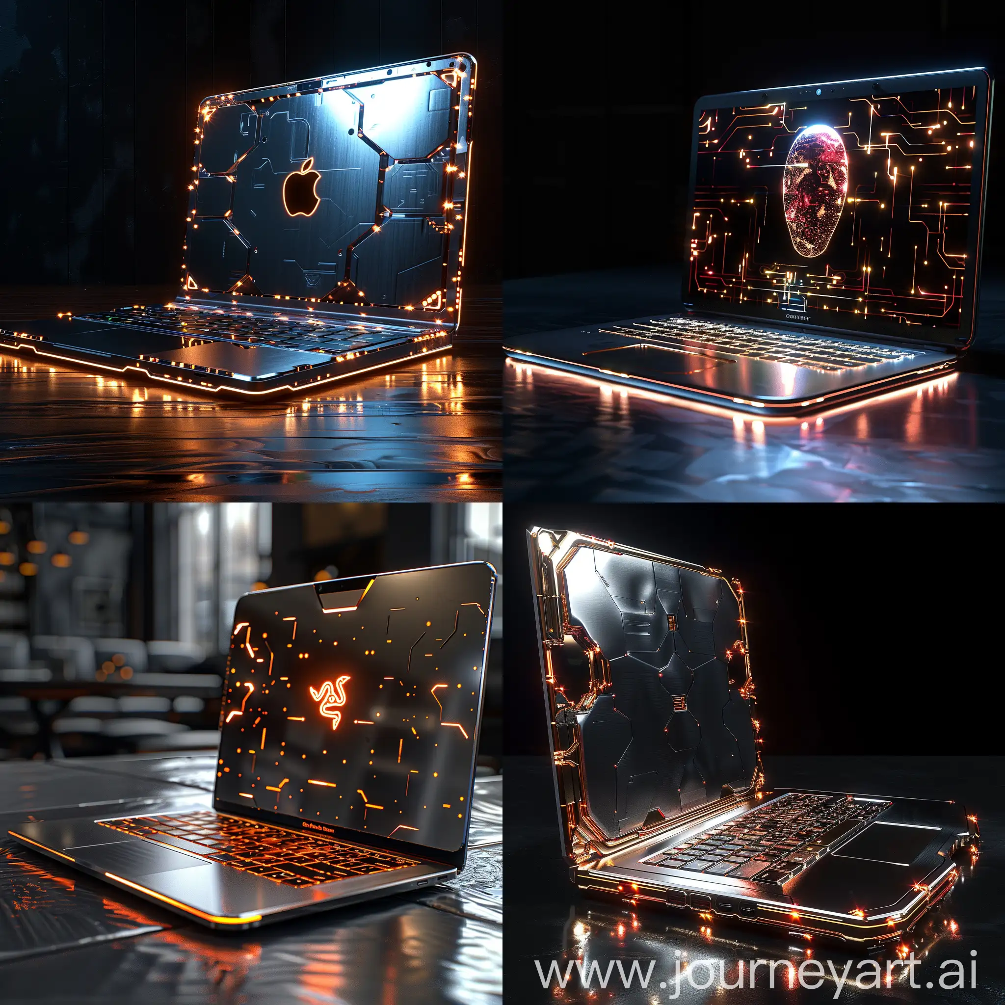 Futuristic laptop, stainless steel, high-strength materials, high tech, octane render --stylize 1000