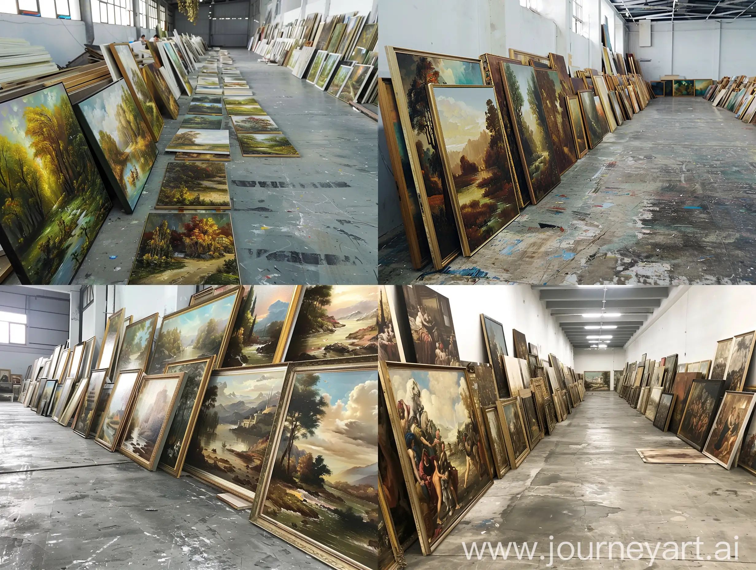 Exquisite-Oil-Painting-Factory-Interior-with-Neat-Rows-of-Artwork