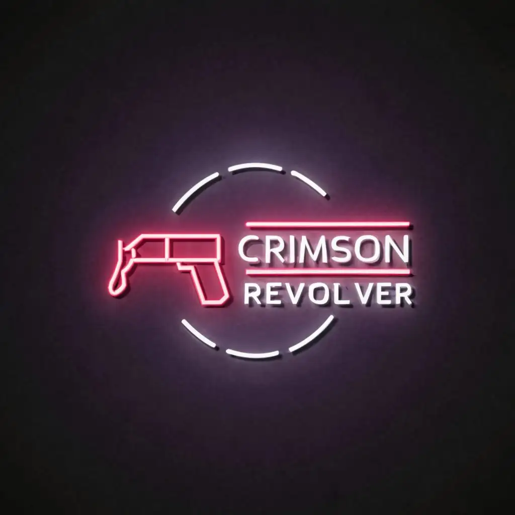 a logo design,with the text "Crimson Revolver", main symbol:Neon lights,Minimalistic,be used in Entertainment industry,clear background