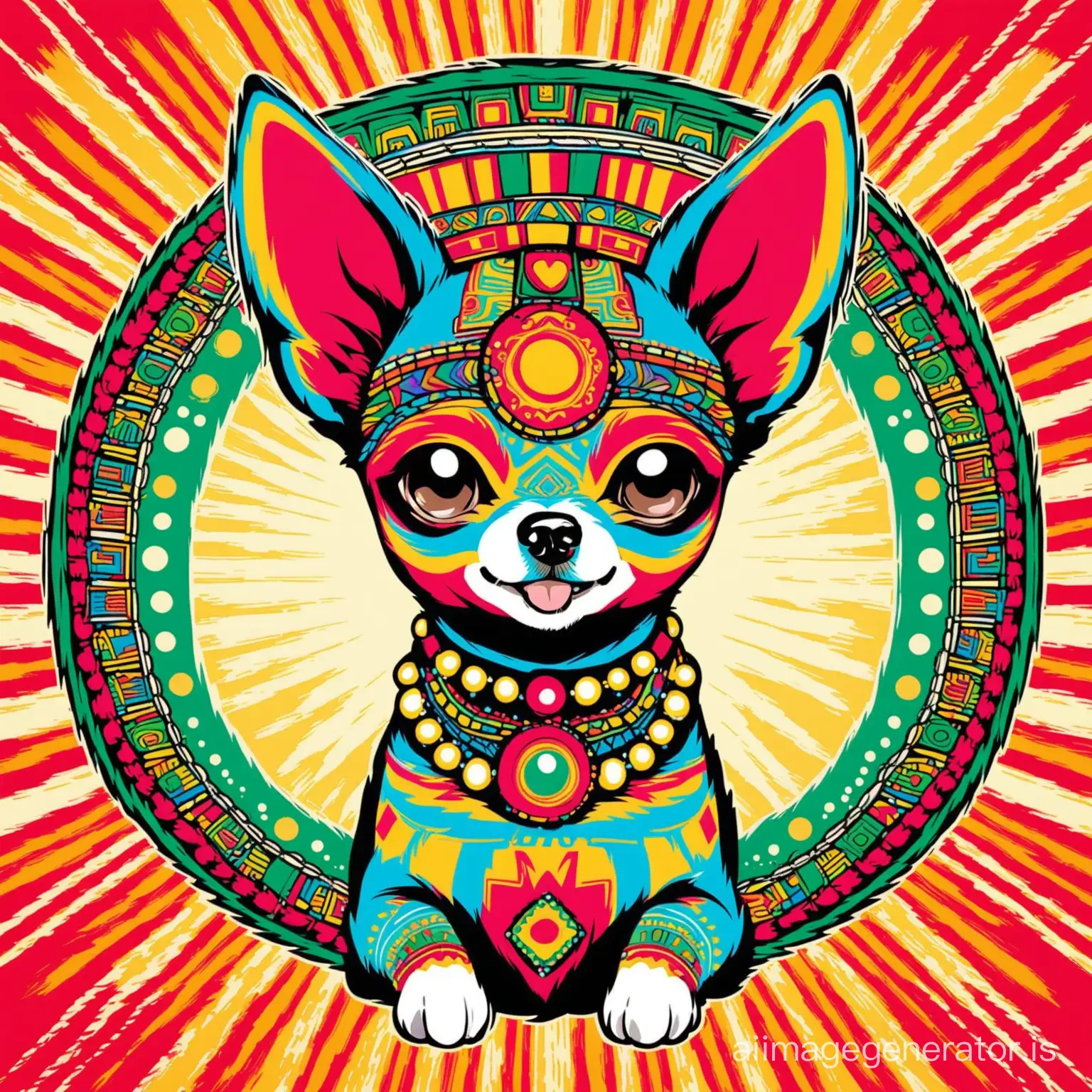 Mayan-Mexico-Chihuahua-in-Vibrant-Pop-Art-Style
