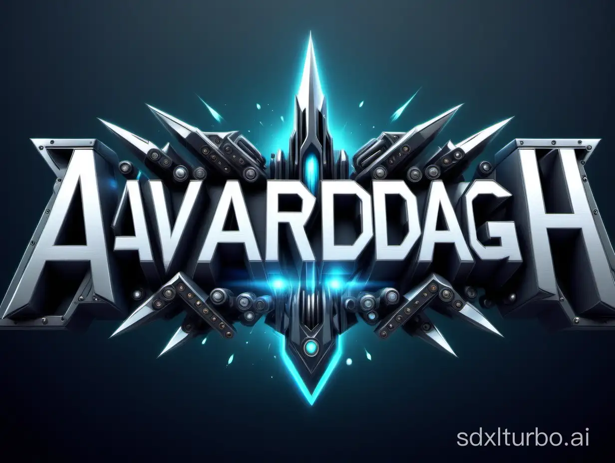 Sharp-Edge-AVARDGAH-Text-Logo-with-Bullets-and-Decorations-on-Clean-Game-Background