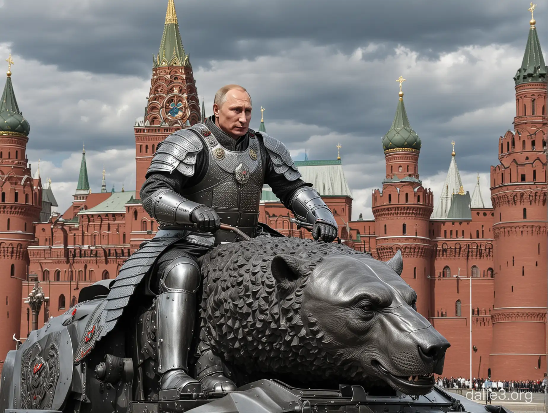 Vladimir Putin Armored Bear Leader in Steel Armor Charges Kremlin ...