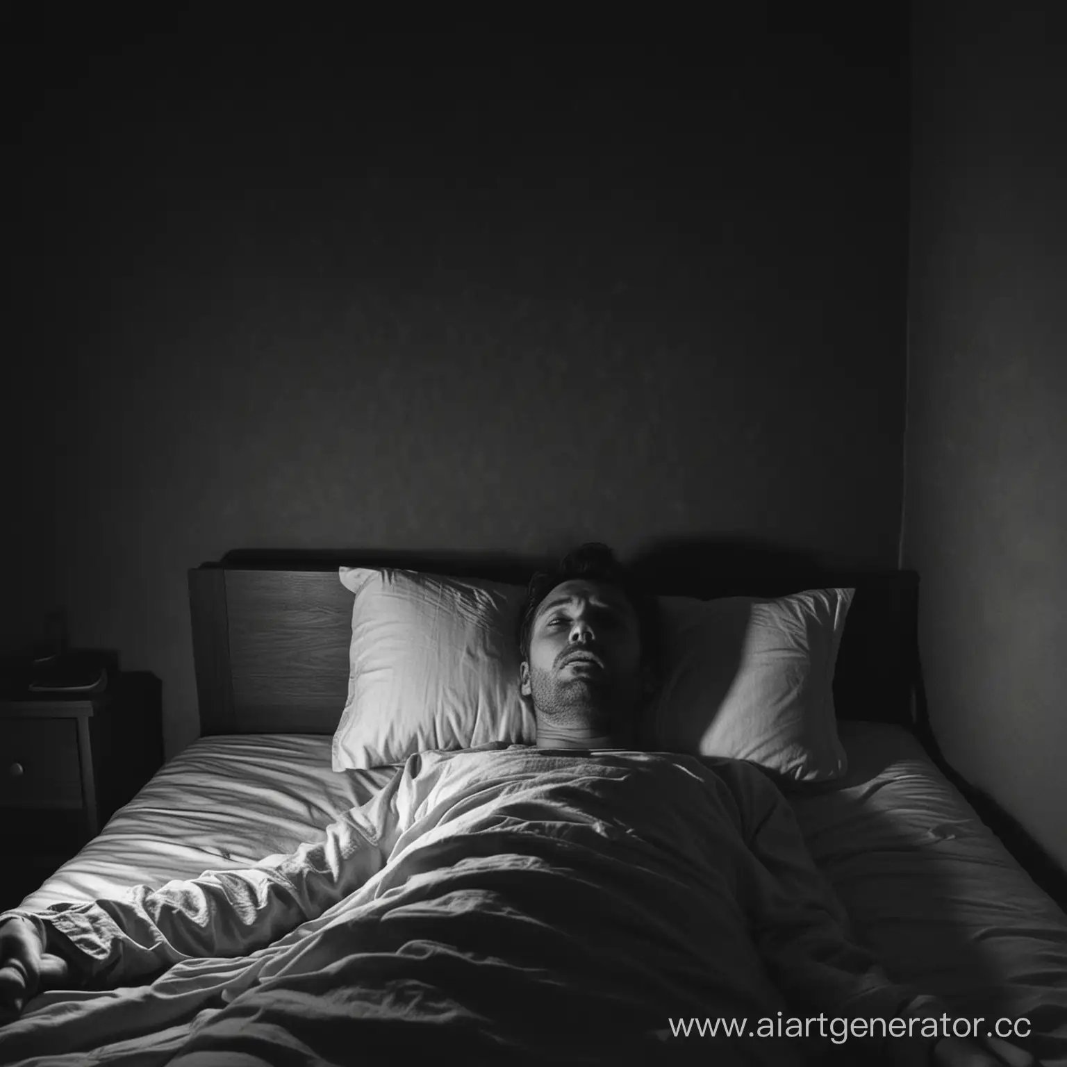 Man-in-Bed-Surrounded-by-Darkness-at-Night-with-Overwhelming-Fear