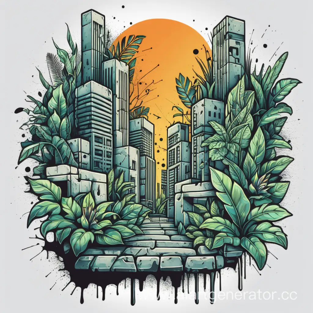 Urban Jungle Abstract vector t-shirt design "Concrete Canvas"
