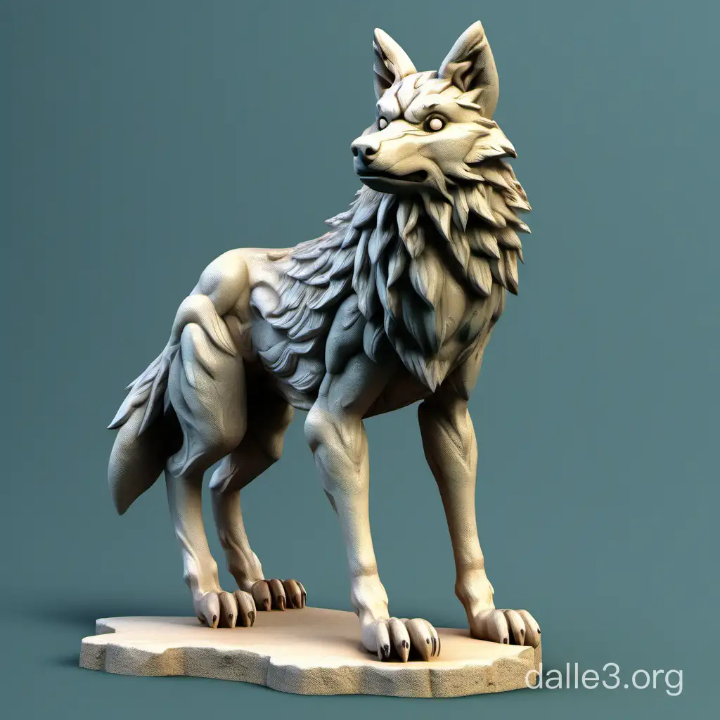 wolf on hind legs 3D