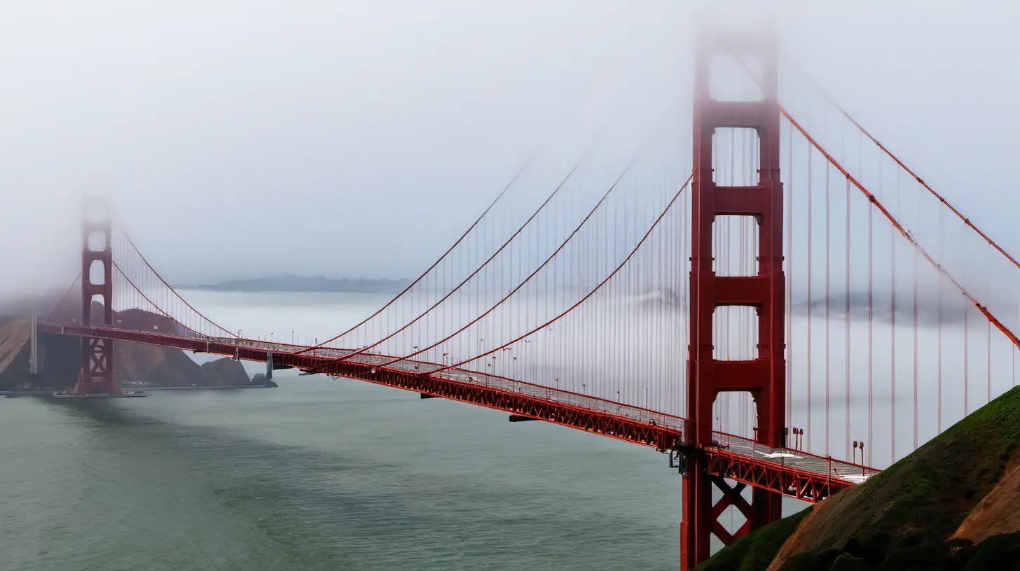 Majestic Golden Gate Bridge Embraced by Enigmatic Fog in San Francisco