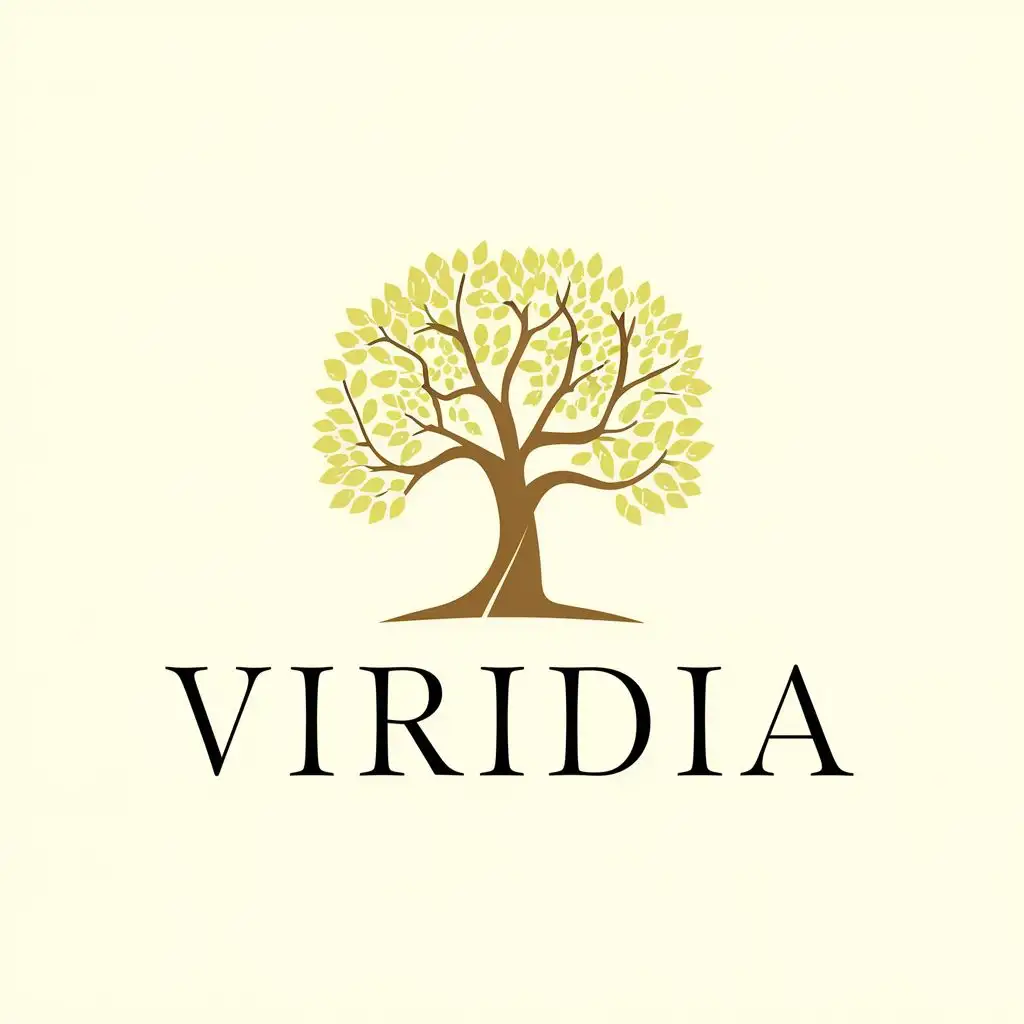 logo, nature TREE PLANTS THERAPY, with the text "viridia", typography