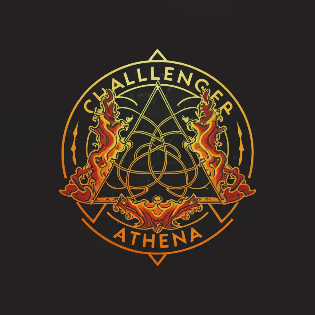 a logo design,with the text "Challenger Athena", main symbol:outer space mixed with hell,complex,be used in Religious industry,clear background
