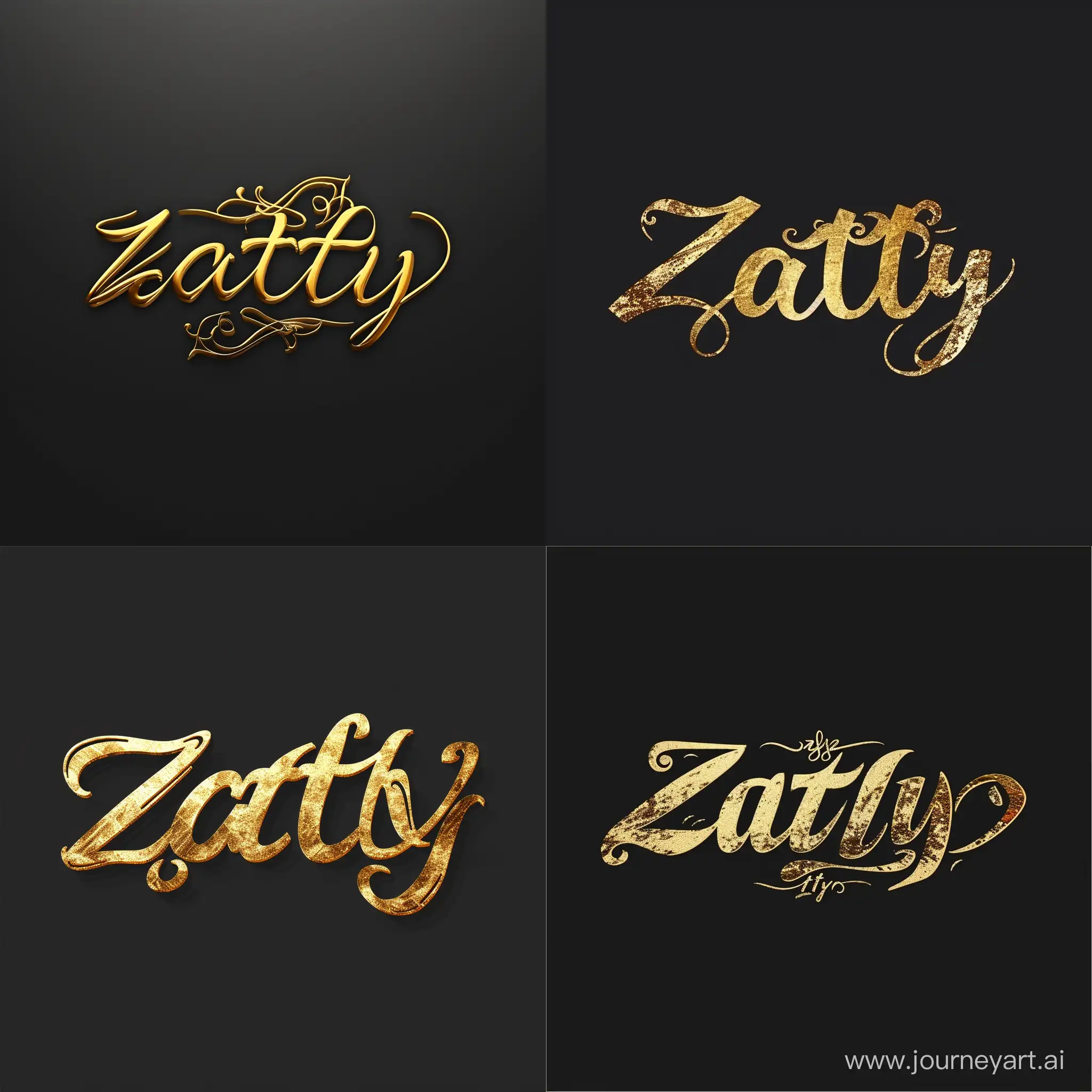 Логотип для ресторана с названием 
Zatly,с золотым шрифтом,с черным фоном