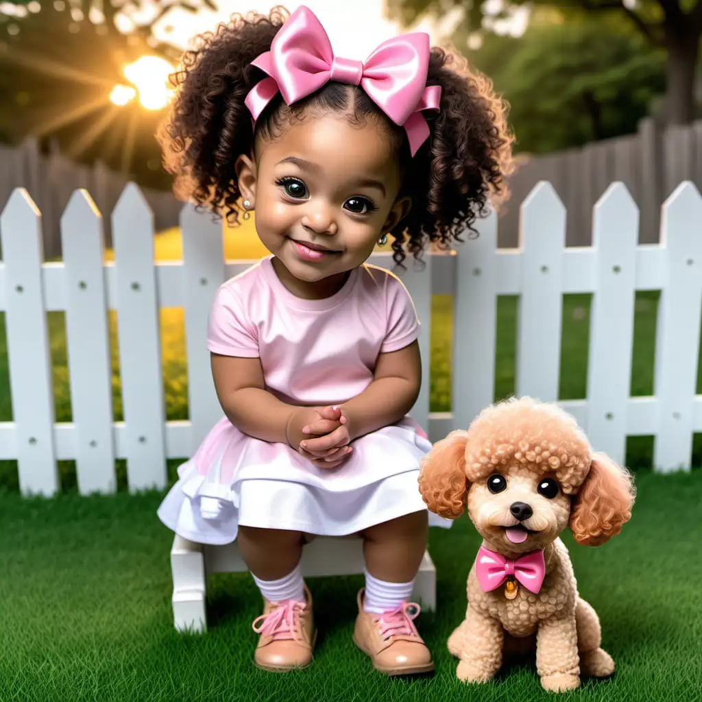 Adorable Melanin Toddler and Mini Poodle Enjoying a Sunny Day in the Park