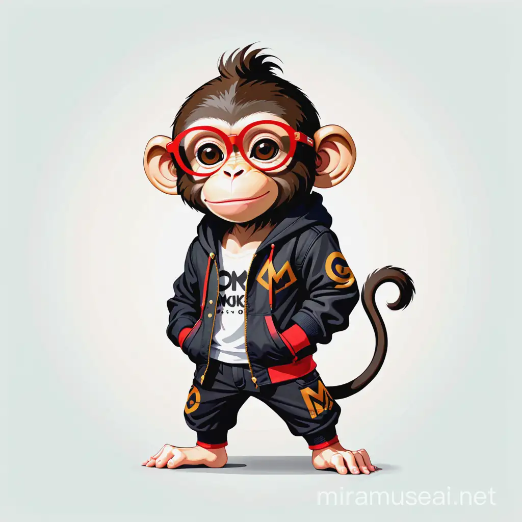 vector image of monkey wearing fashionable clothes representing a clothing brand named "MONKOFU"