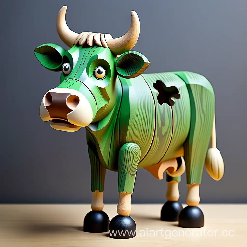 Зеленая деревянная корова