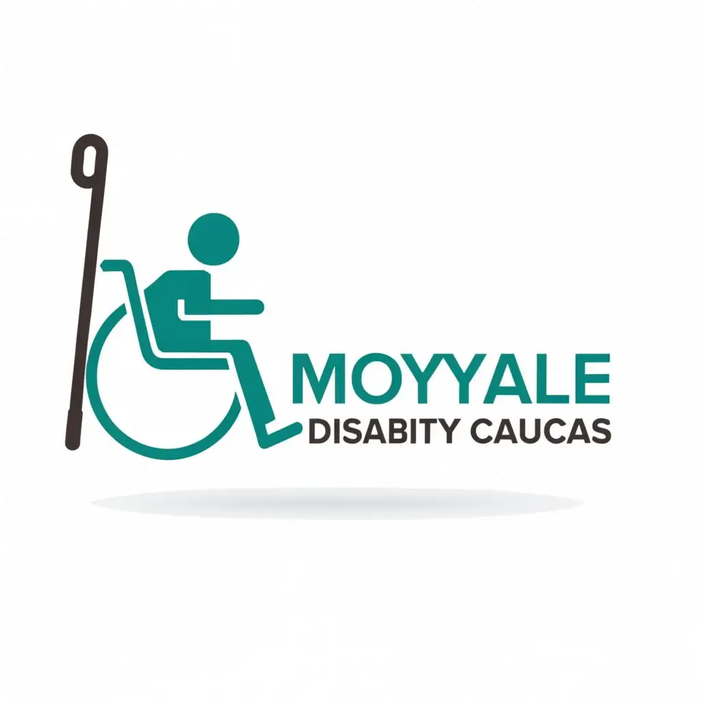 logo, Wheelchair, walking stick, with the text "MOYALE DISABILITY CAUCAS", typography, be used in Nonprofit industry