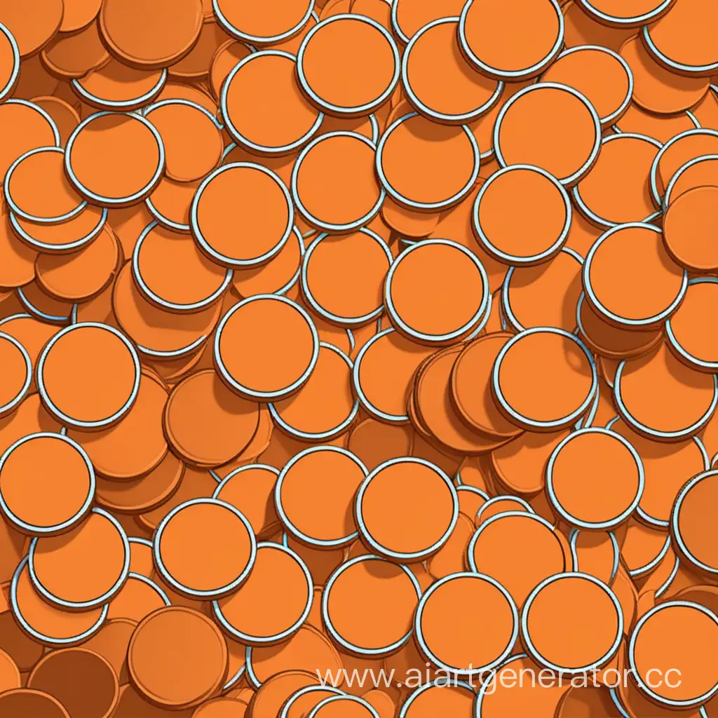 minimalistic vector style, orange coins background, flat render