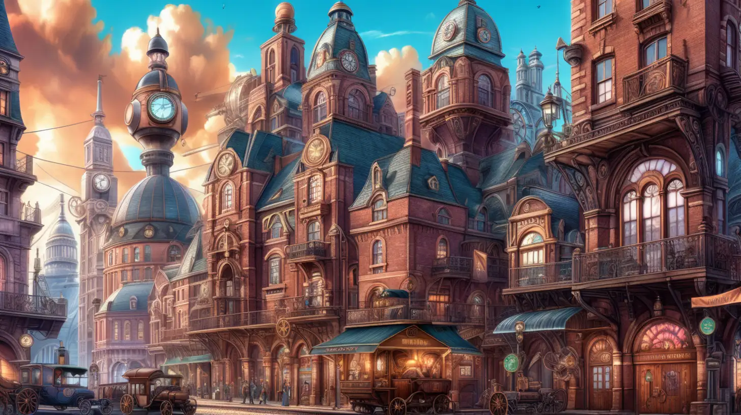 a dystopian Victorian city, in steampunk style, ultra hd, cartoon anime, vivid colors, highly detailed, perfect composition, beautiful detailed intricate insanely detailed  perfect light