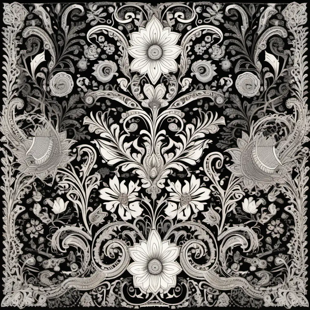 Elegant Paisley and Floral Design with Intricate Elements