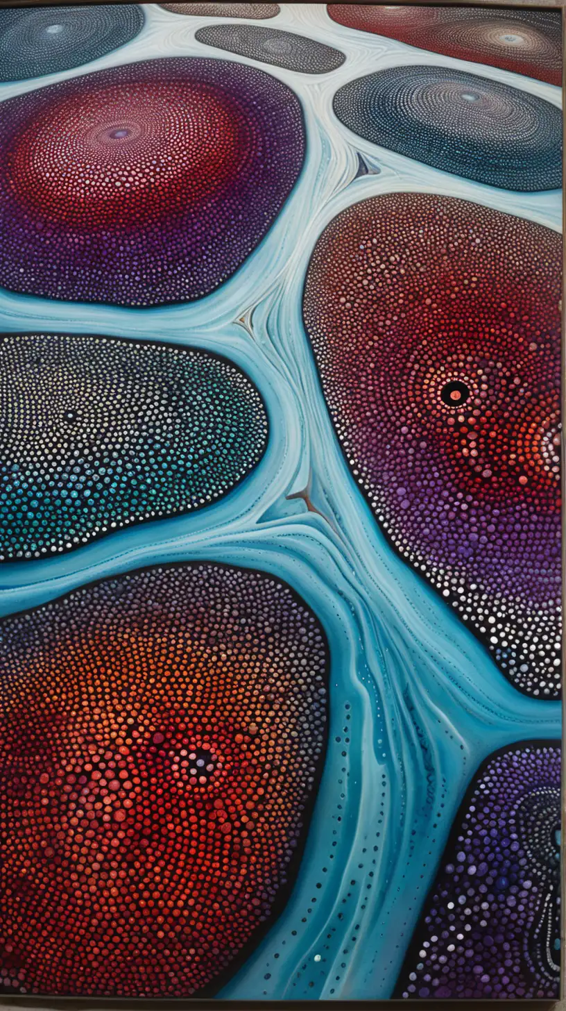 Aboriginal Moonscape Ainslie Roberts Intricate Dot Art in Vibrant Colors