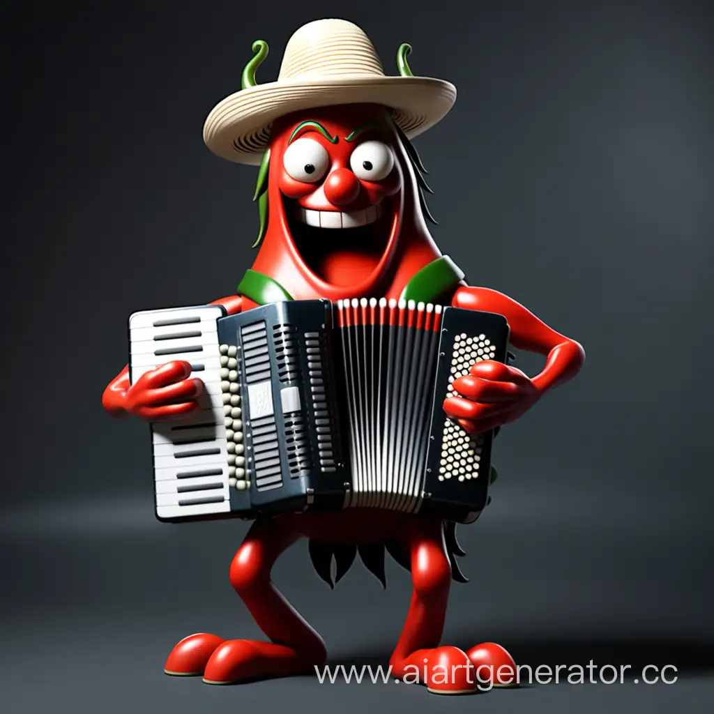 Chili pepper plays accordion
