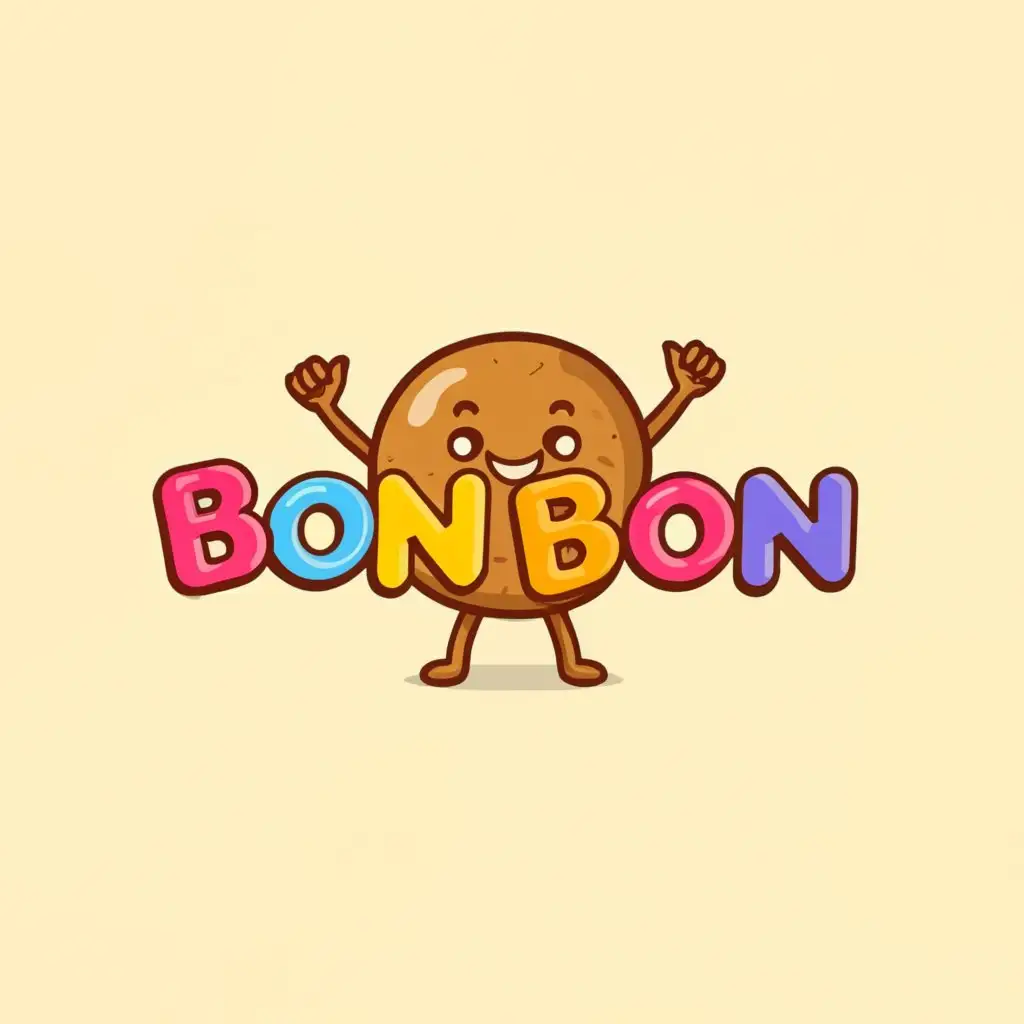 a logo design,with the text "BonBon", main symbol:Fried potato ball, character promoting the potato ball. Use summer color palette,Minimalistic,be used in Restaurant industry,clear background
