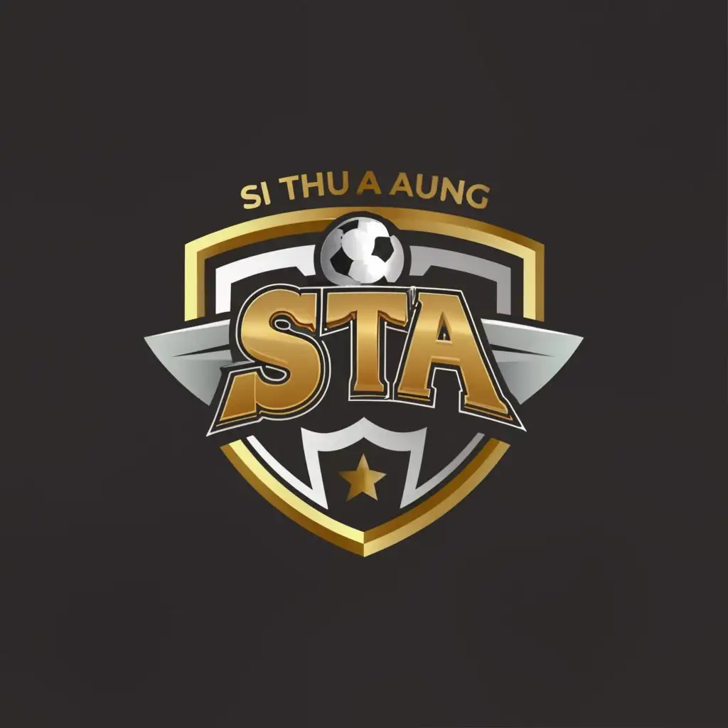 a logo design,with the text "Si Thu Aung", main symbol:STA 3D text, shield, football,,Moderate,clear background