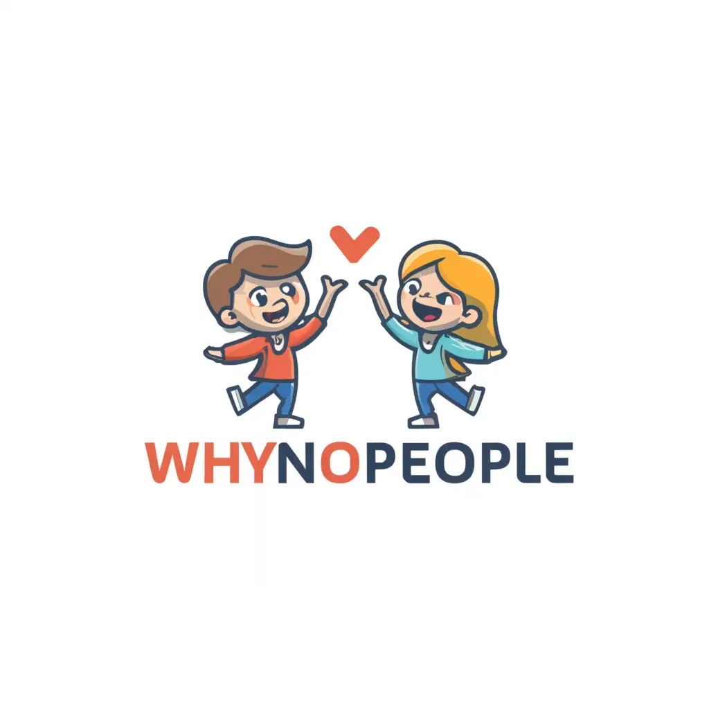 a logo design,with the text "WHYNOPEOPLE", main symbol:boy and girl Live video show,Moderate,clear background