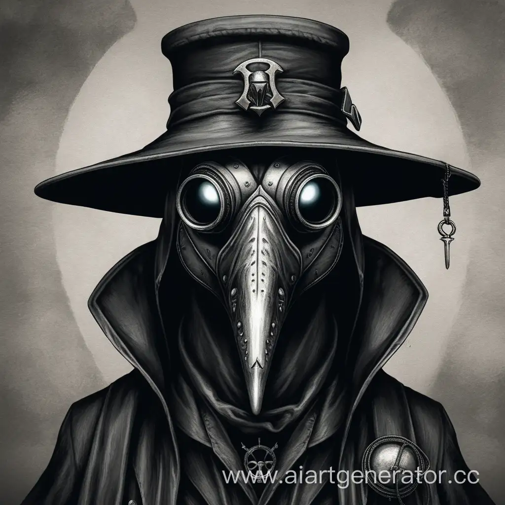 Eerie-Plague-Doctor-Art-Mysterious-Figure-in-Gray-Tones
