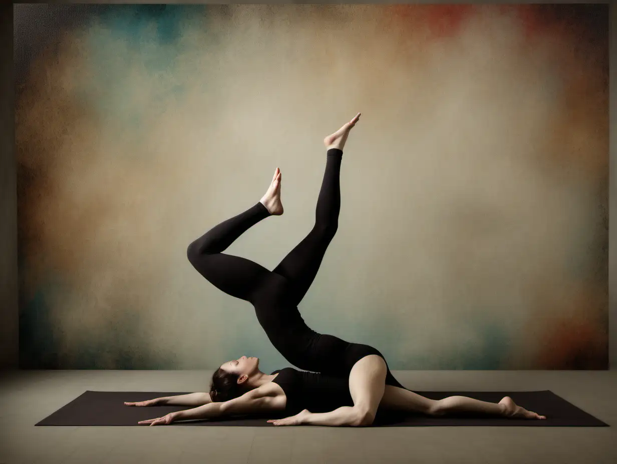 Surrealist Yoga Poses with Textured Plain Background