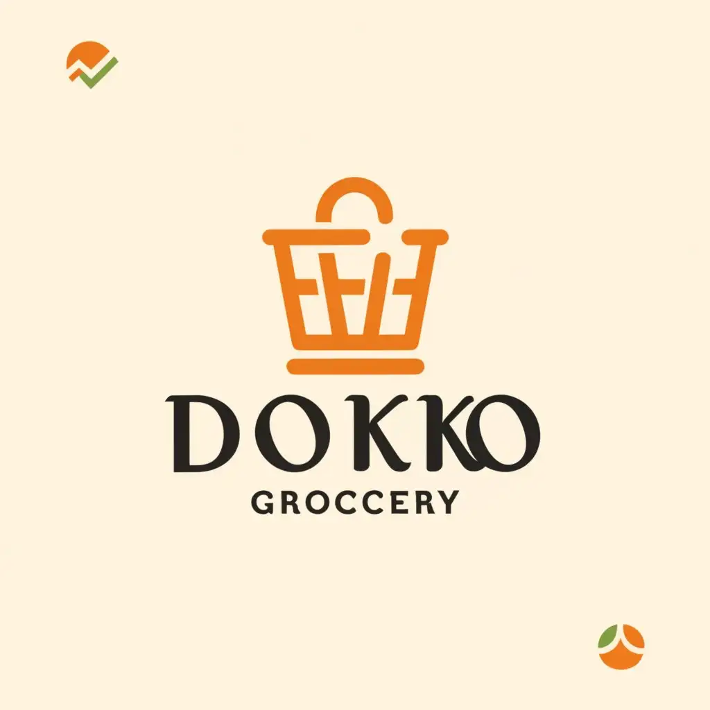 a logo design,with the text "DOKO GROCERY", main symbol:SMALL BASKET,Moderate,be used in Retail industry,clear background