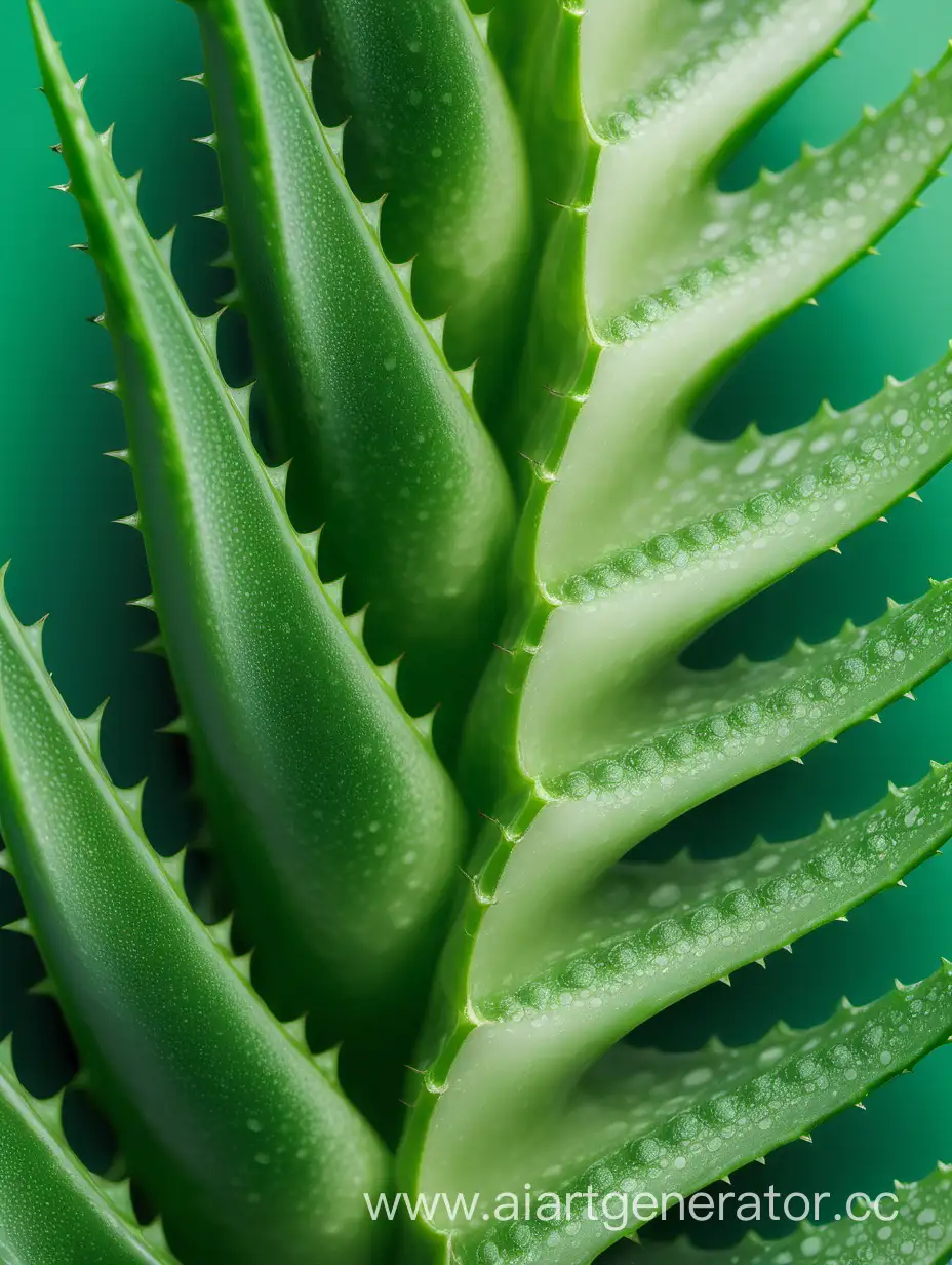 Aloe vera extreme close up 2 leaves on green background repeat pattern