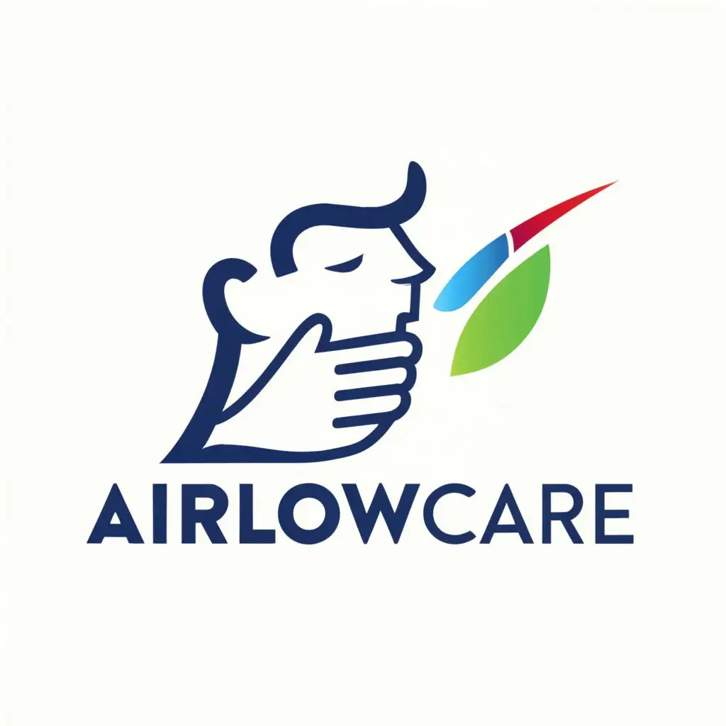 logo, Hand drowing face simple with 3d company name ( dr.Bassel), with the text "AirFlowCare", typography