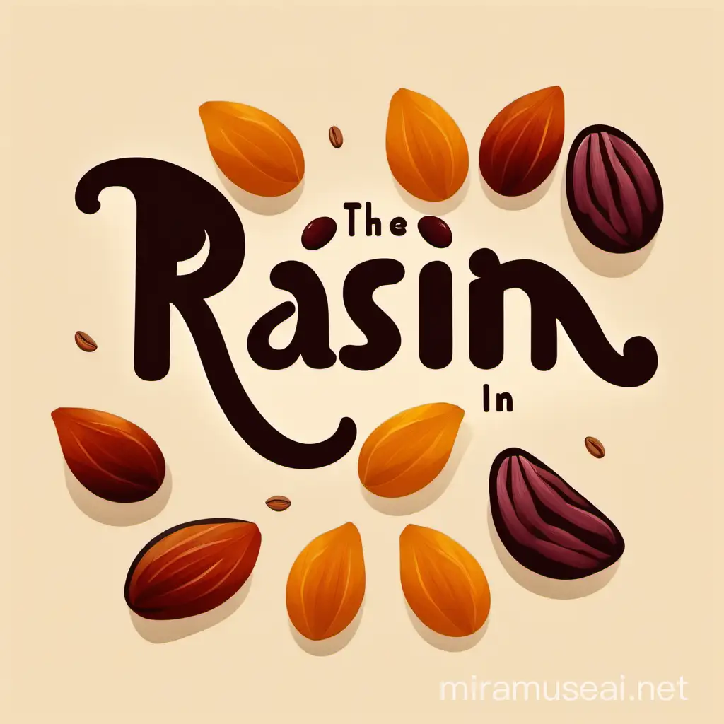 Elegant Calligraphic Raisin Art with Dried Fruits Flat Design