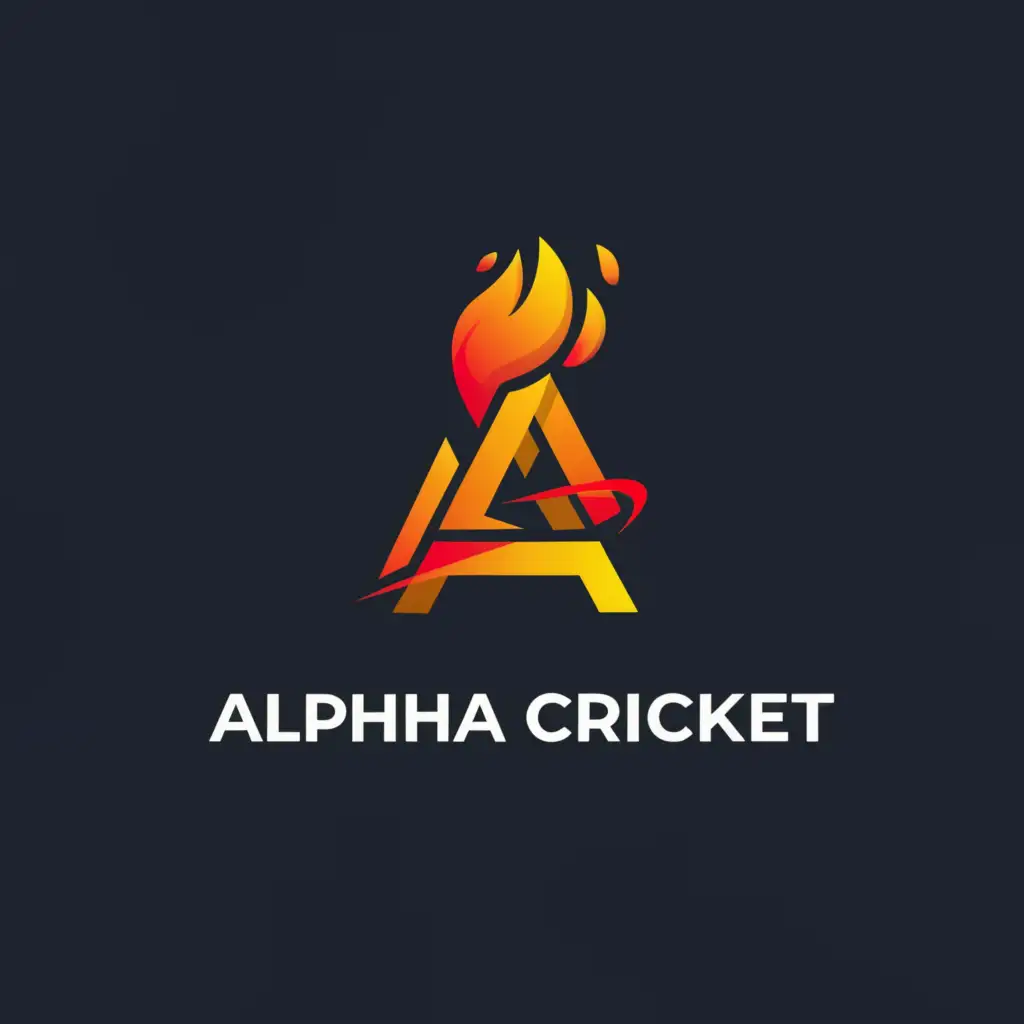 a logo design,with the text "Alpha Cricket", main symbol:Alpha is on fire,complex,be used in Sports Fitness industry,clear background