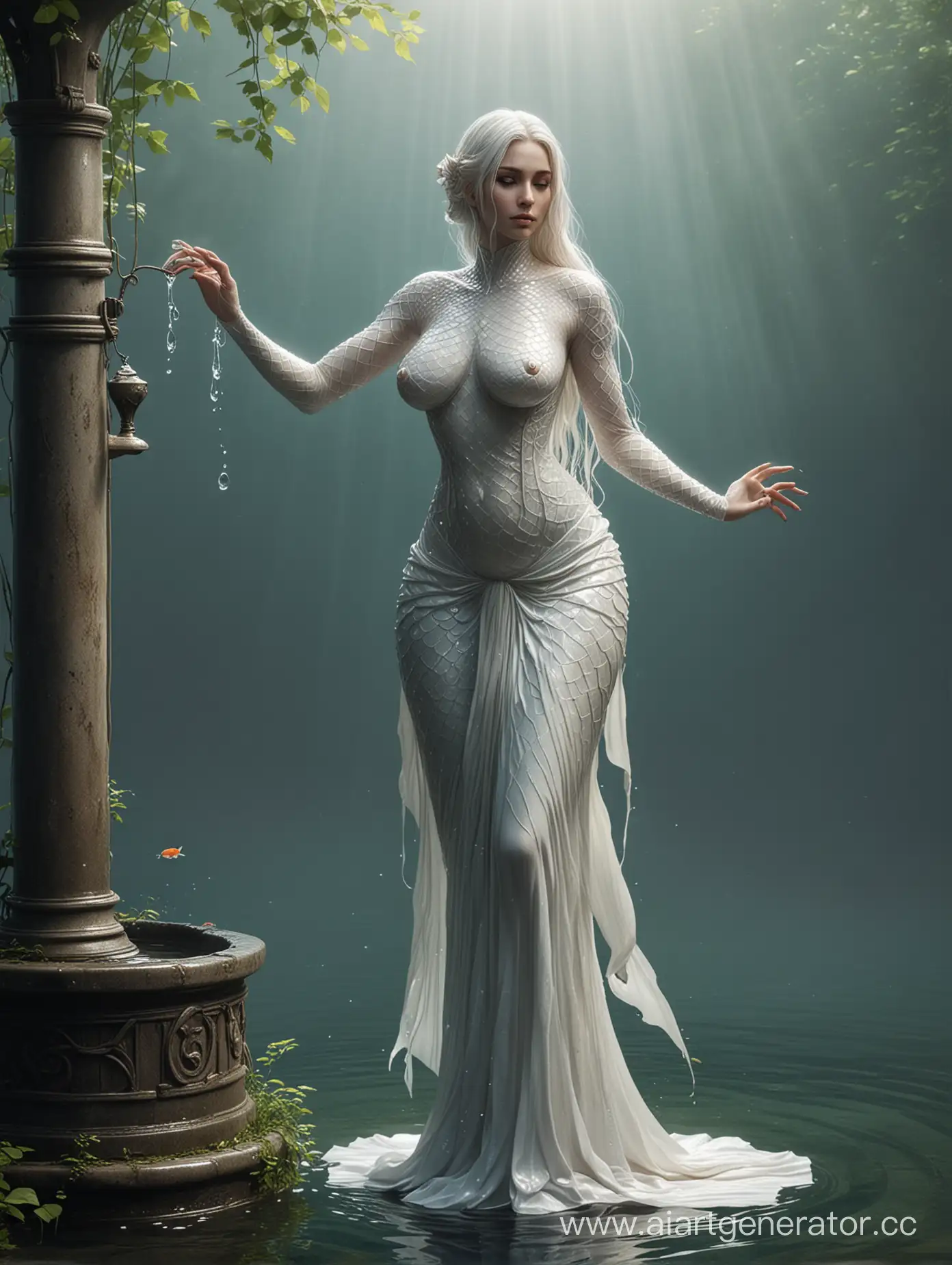 Curvy-FishPerson-by-the-Well-Sensual-Aquatic-Beauty-in-Light-Attire