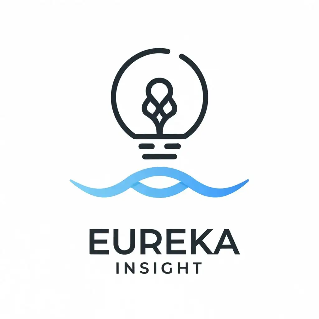 a logo design,with the text "eureka insight", main symbol:a lamp and water waves,Minimalistic,be used in Technology industry,clear background
