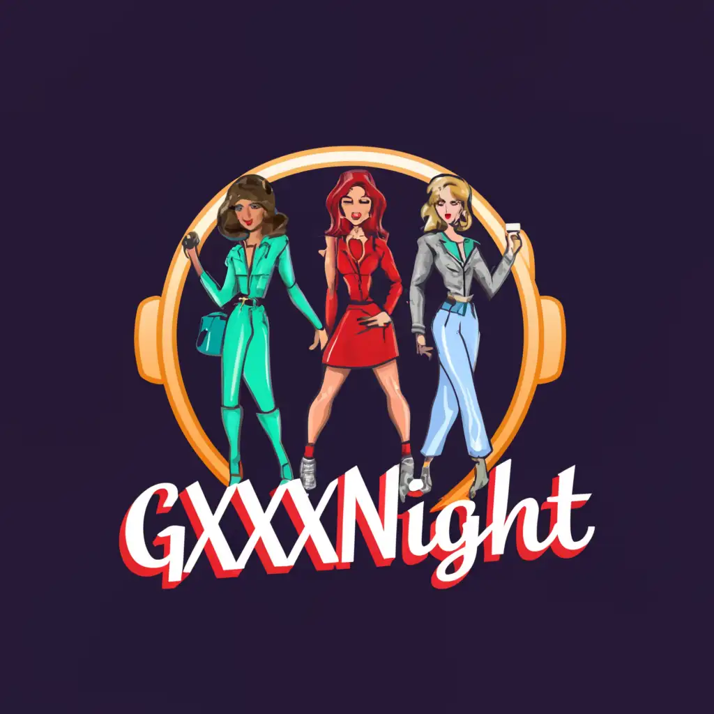 a logo design, with the text gxxxnight, main symbol: show girls, Moderate, clear background