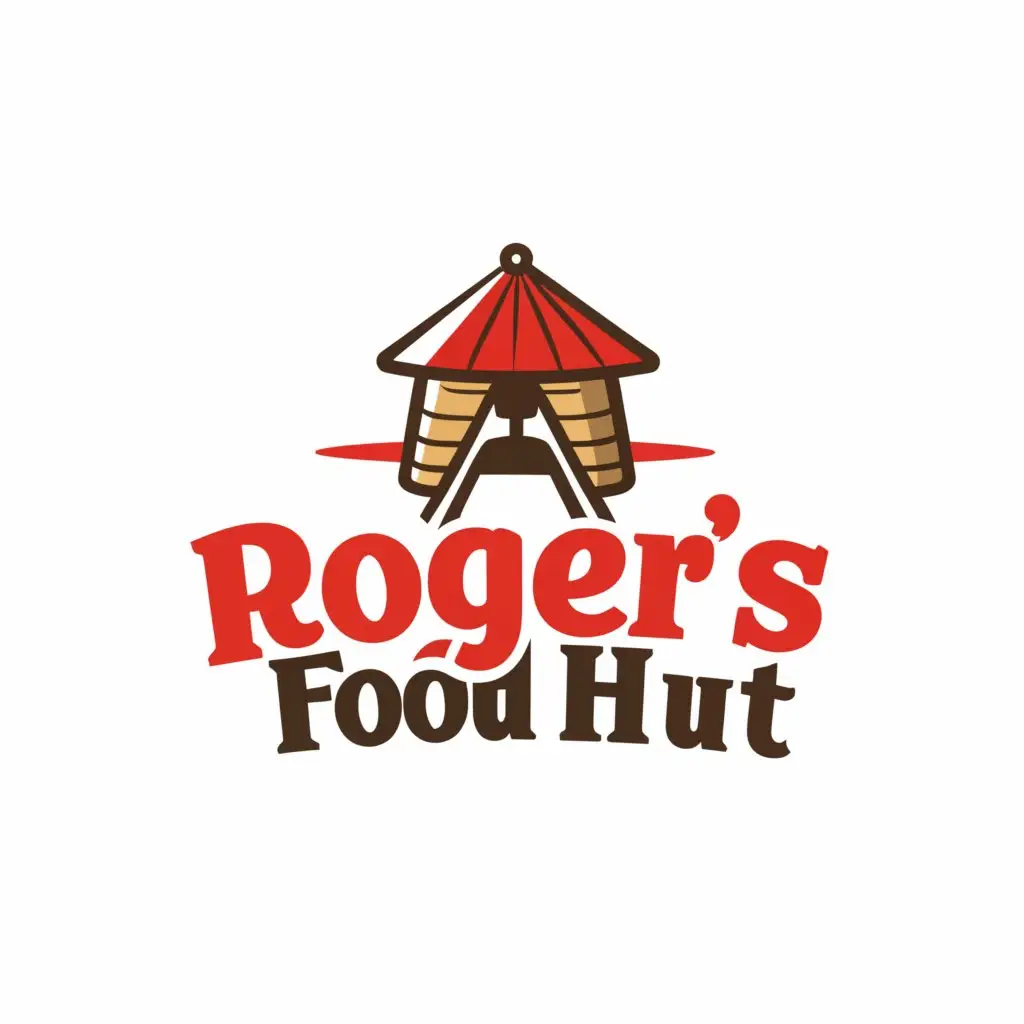 a logo design,with the text "Roger's Food Hut's", main symbol:Food and drink Hut,Moderate,be used in Restaurant industry,clear background