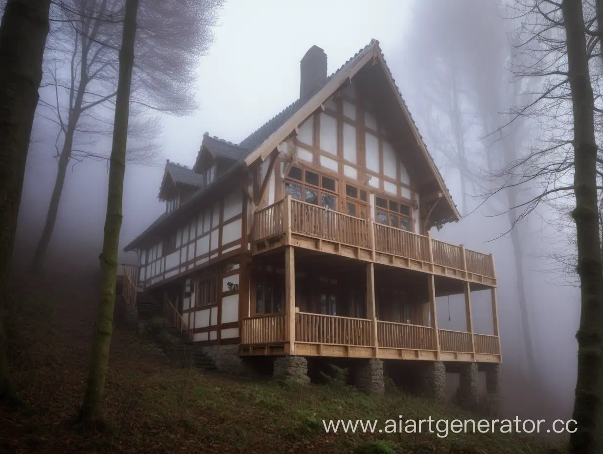 Enchanted-Timberframed-House-in-Misty-Forest