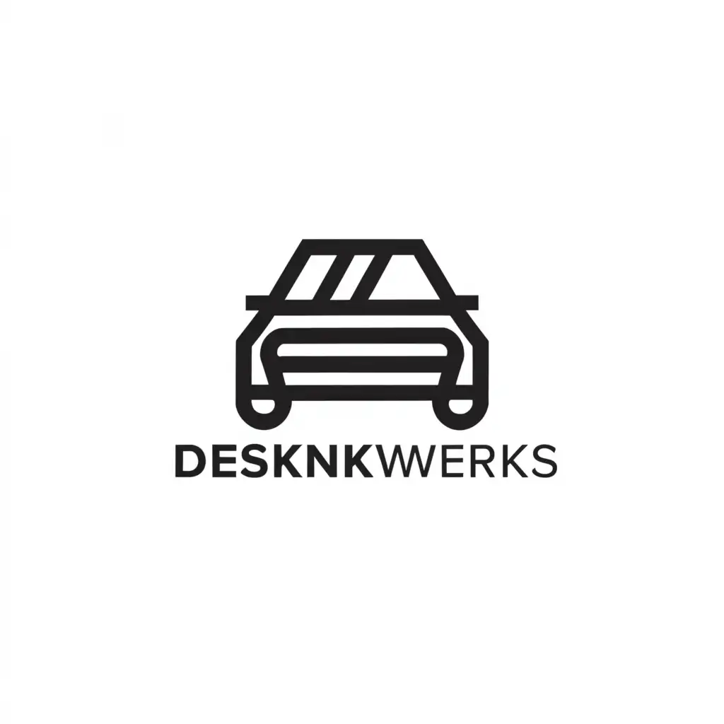 a logo design,with the text "deSkunkWerks", main symbol:Car,Minimalistic,clear background