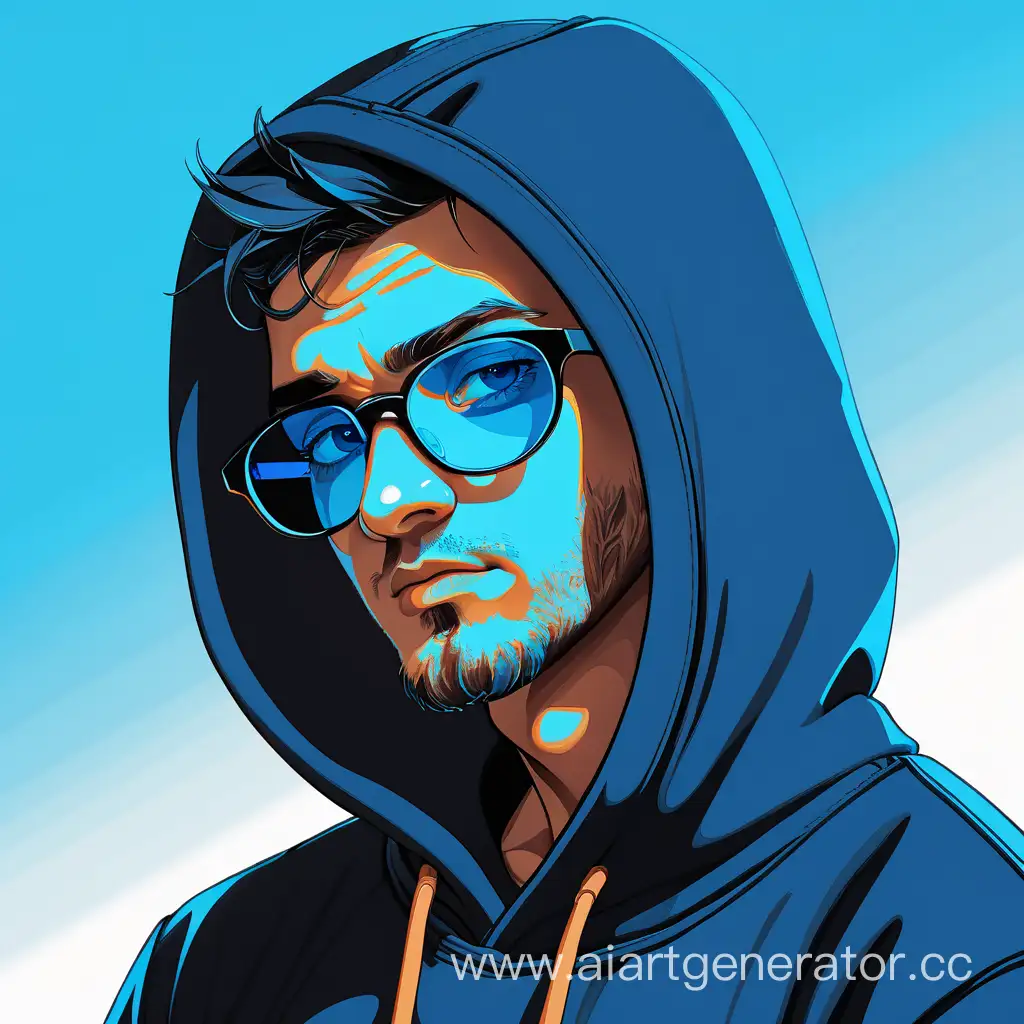 Fashion-Forward-Stylish-Guy-in-Black-Hoodie-and-Bright-Blue-Glasses